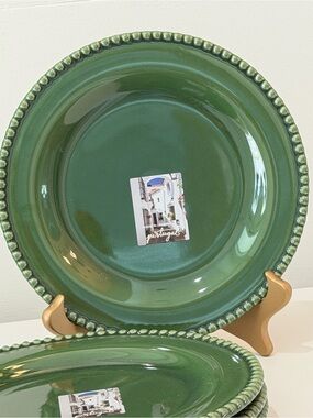 Portugal Green Beaded Ceramic salad plate NEW set of 4